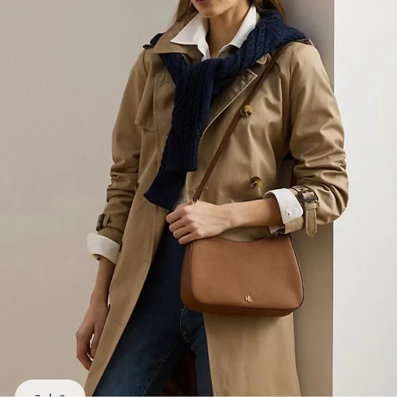 NWT Lauren Ralph Lauren Crosshatch Leather Medium Danni Bag. - Picture 5 of 11